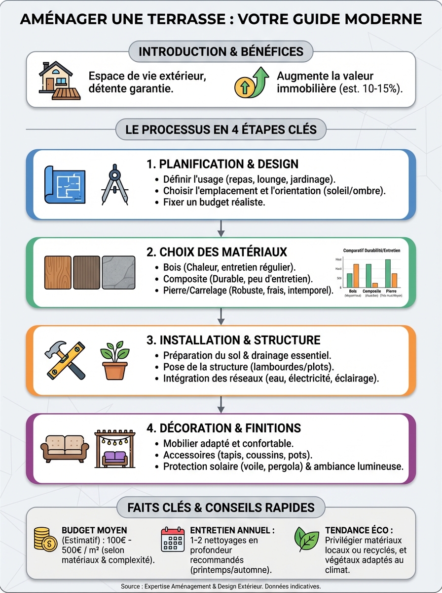 Infographie aménager une terrasse