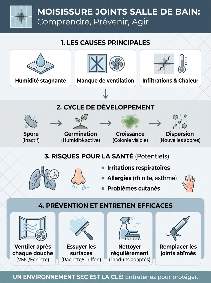 Infographie moisissure joints salle de bain