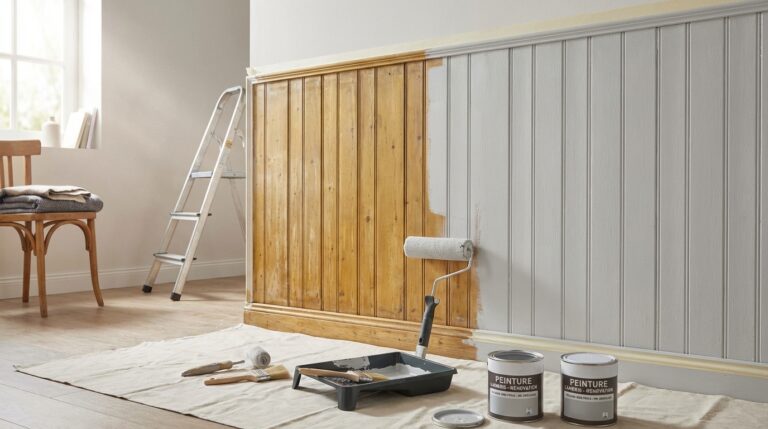 peinture rénovation lambris mr bricolage - Image de couverture